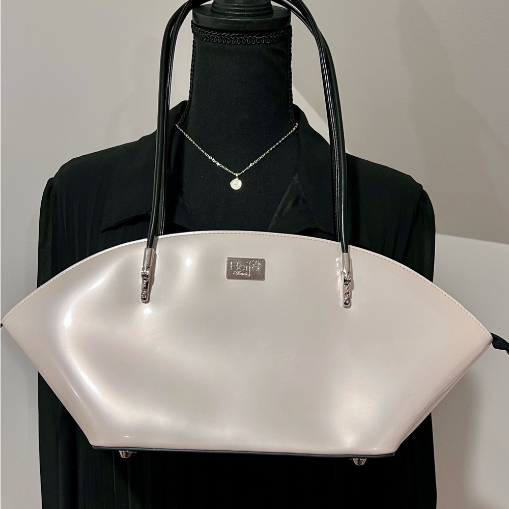 Recycled army boots bag iridescent white